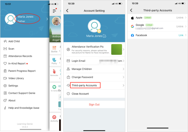 How do I link third-party accounts to Learning Genie – Learning Genie